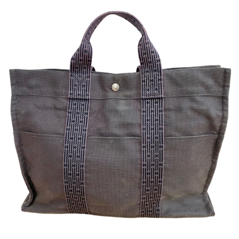 HERMES Yale Line Tote MM Handbag Bag Gray Canvas